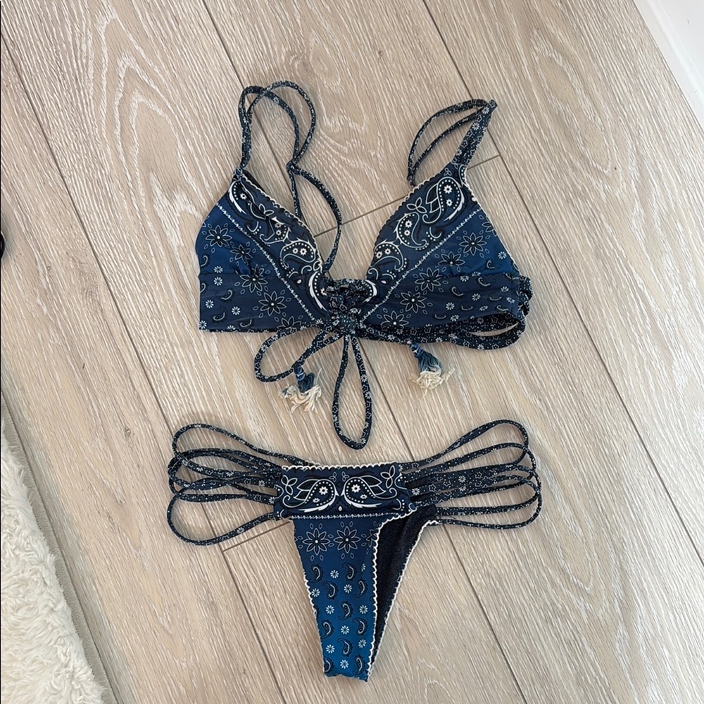 Agua Bendita Blue Paisley Bikini Set